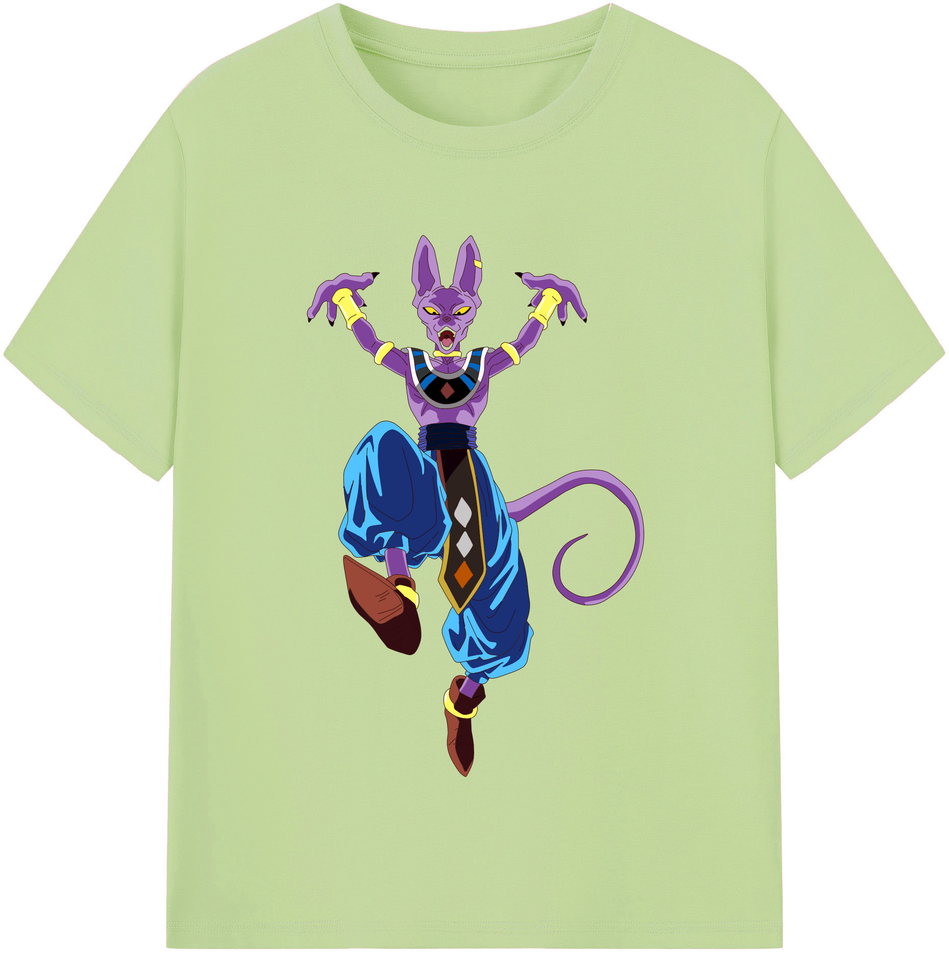 （画像用） ドラゴンボール ビルス 破壊神ビルス DRAGON BALL Beerus Birusu 綿100％半袖Tシャツ（フロントプリント）